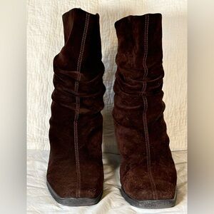 Brown Suede Wedge Boots